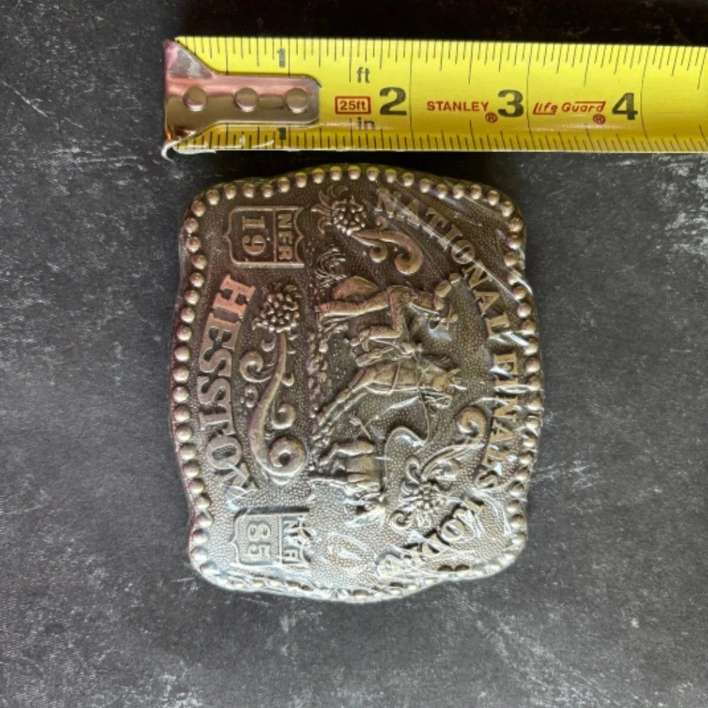Hesston 1985 Bronze Adult National Finals Rodeo Commemorative Series Belt Buckle